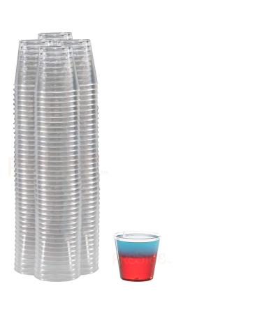 100 Clear Plastic Shot Glasses Bulk, 1oz. - Mini Glass, Small Cup, Shot Glass, Small Plastic Cups - Party Pack, Kitchen Supplies - Disposable & Reusable Container for Birthday, Parties, & Events 1oz (Pack of 100)