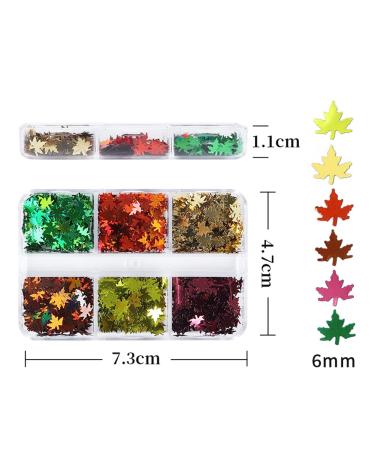 Fall Glitter Nail Sequins - Holographic Maple Leaf Nail Art Decorations | 6 Grids for Autumn & Winter Designs - Buy Online on SooperMarket.com