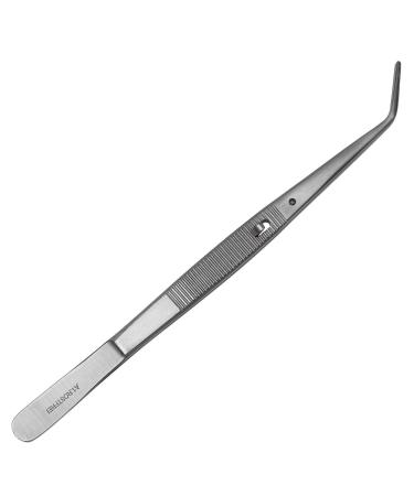Tweezers with lock - London College - cranked - stainless steel