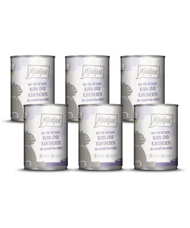 Mjamjam - Premium wet food for cats - duo of juicy chicken & rabbits on the damped pumpkin 6 -pack (6 x 400 g) grain free with extra meat chicken + rabbits 400 g (6 Pack)