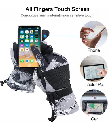 Buy 7-Mi Waterproof Winter Gloves for Boys 8-10 Years | Snow & Snowboarding Gear | Black Leather Cuffs - Buy Online on SooperMarket.com