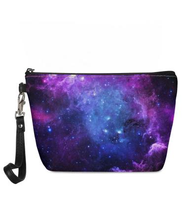 Mumeson Blue Galaxy Makeup Bag Key Wallet Organizer Makeup Bag Hard Case Small Phone Bag for Stylish