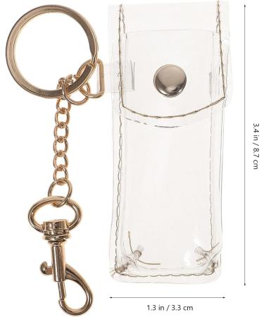 2Pcs PVC Pouch Keychain - Transparent Lipstick Holder with Golden Key Rings | Fashionable Key Chain Organizer - International Shipping Available - Buy Online on SooperMarket.com