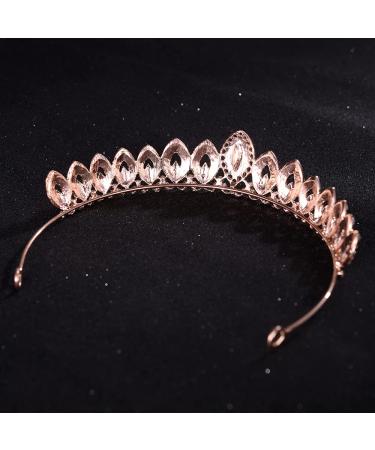 Rose Gold Rhinestone Crystal Tiara Crown for Women - Ideal for Birthday, Pageant, Wedding, or Prom - Buy Online on SooperMarket.com