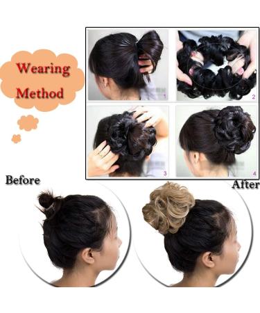 Sandy Brown to Bleach Blonde Messy Updo Hairpiece Scrunchie - Curly Hair Bun Extension - Buy Online on SooperMarket.com