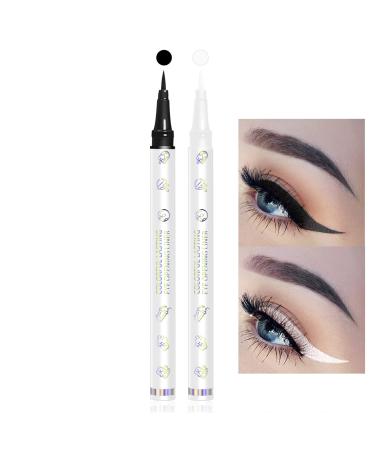 DekRion White Eyeliner & Black Eyeliner Set  Waterproof Liquid Eyeliner Quick Drying Long-lasting Eye Liners for Women Makeup Tool Easy To Use Eyeliner Liquid Set