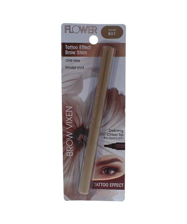 Flower Beauty Brow Vixen Tattoo Effect Stain - Smudge Proof  12 Hr Wear Eyebrow Makeup with Chisel Tipped Applicator  Contains Aloe Vera & Vitamin E (Blonde) BV1 Blonde