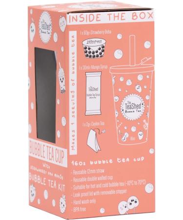Bubble Tea Cup & Straw Gift Set with Mango Syrup, Strawberry Popping Boba & Tea Bag | 1 Serving | The TeaShed - Buy Online on SooperMarket.com