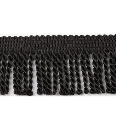 HEARTWISH Curtain Fringes Bullion Fringe Trim 2.5Inch Wide 5 Yards Long,Fabric Trims and Embellishments Curtain Weights Fringes for Sewing DIY Decoration Black Gold White (Black)