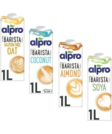 4 x 1L Assorted Vegan Plant-Based Long Life Milk Drink | 1 each of Oat Almond Coconut Soya | Barista Professional