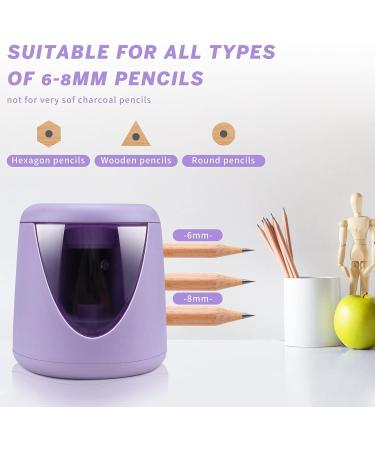 Electric Pencil Sharpener - AZLNRMU Cute Design Pencil Sharpener with Pencil Saver Suitable for Colored Pencils(6-8.5mm)  Blade to Fast Sharpen  Gift for Students/Primary School/Office (Purple) - Buy Online on SooperMarket.com