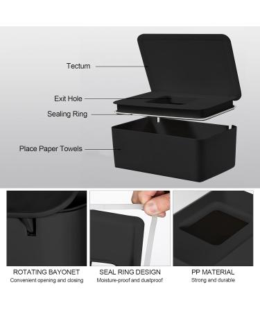 Premium Baby Wet Wipes Storage Box & Bag Set - Black | Durable Stylish Donor Holder with Lid for At-Home Use - Buy Online on SooperMarket.com