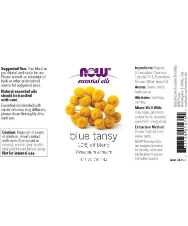 Now Foods Blue Tansy Essential Oil 1 fl oz (30 ml) - Pure & Therapeutic Quality - Buy Online on SooperMarket.com