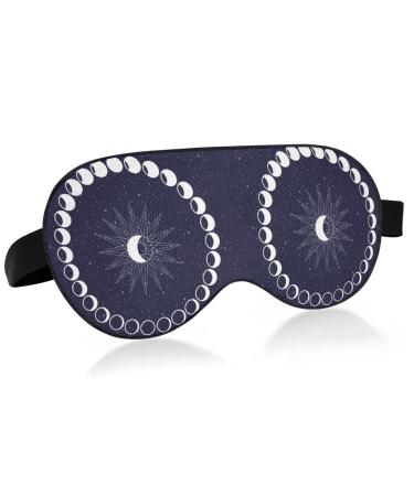 Haskirky Light Blocking Eye Mask Breathable and Adjustable Adult Men and Women Travel on Business Trips Yoga Meditation Light Smooth Comfortable Eye Mask Office Deep Sleep Goodies Moon Phases Circl