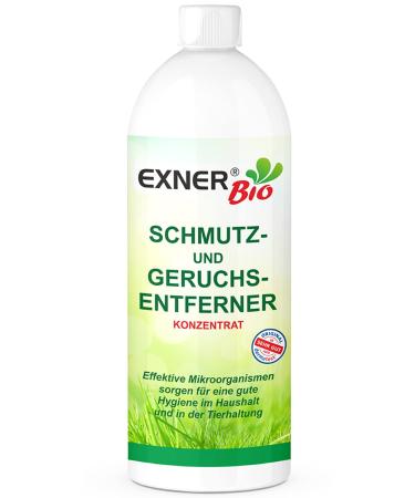Exner organic odor remover & stain remover - with microorganisms for spots and smells - for pets households and your car 100% natural & gently - 1 liter concentrate