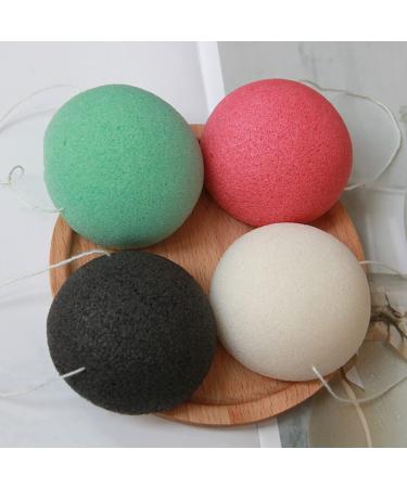 Konjac Facial Sponges Set of 4  Organic Natural Konjac Washing Puff for Shower Bath SPA Scrubber for Kids Men Women
