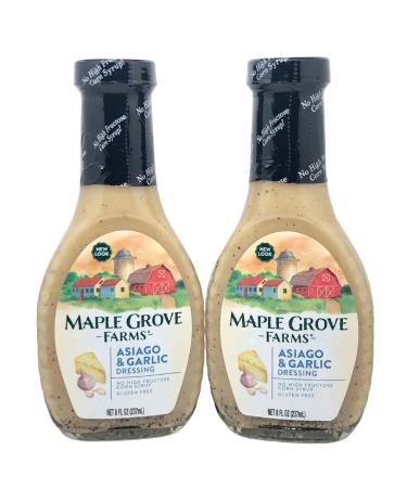 Maple Grove Farms Asiago & Garlic Dressing 8 oz (Pack of 2) with WYKED YUMMY 4-in-1 Measuring Spoon Bundle - Buy Online on SooperMarket.com