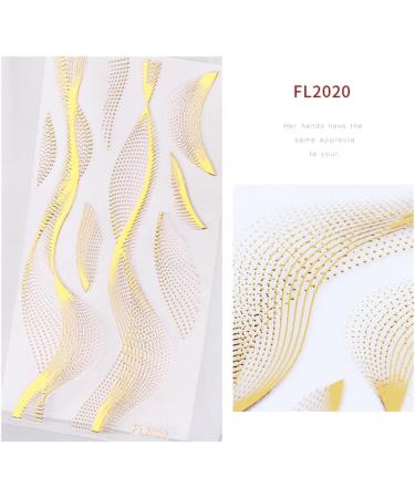 8 Sheet Gold Silver Nail Art Stickers Glitter Metallic Chains Wave Stripe Lines Stars Nail Sticker Self-adhesive Striping Tape for Nail Lovers - Buy Online on SooperMarket.com