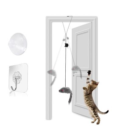 FYNIGO Self-Play 3 Ways Hanging Door Cat Mouse Toys for indoor Cats Kitten Interactive Cat Mice Toys for Hunting Exercising Eliminating Boredom Small Breeds 1 Pack