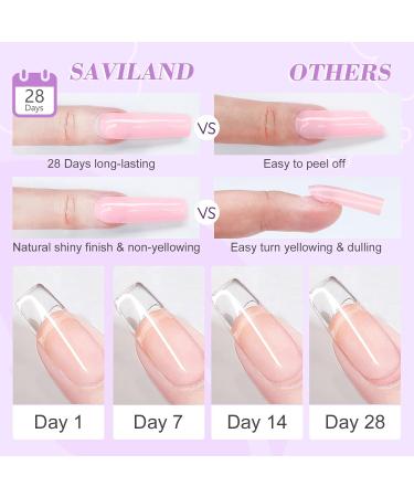 Saviland UV Gel Kit - 2 Pieces Clear & Light Pink Nail Extension & Repair Gel 3.53 oz with Nail Brush & Shapes - Large Capacity Soak-Off UV Gel Set for Perfect Nails - Buy Online on SooperMarket.com