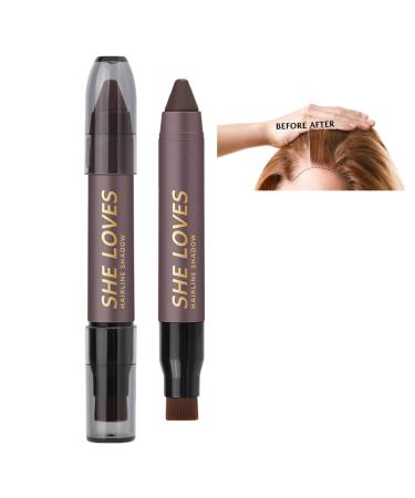 MIELIKKI Root Touch Up Stick - Temporary Hair Concealer and Coverage for Roots Hairline and Shading with Powder Pen in Dark Brown 02# Dark Brown