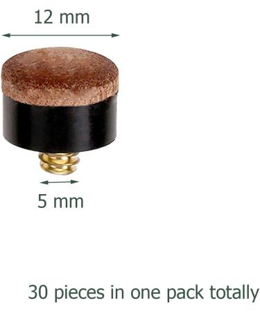 Winorda 12mm Screw-On Cue Tips - 30 Pack | Hard Leather Pool Cue Tips Replacement - Buy Online on SooperMarket.com
