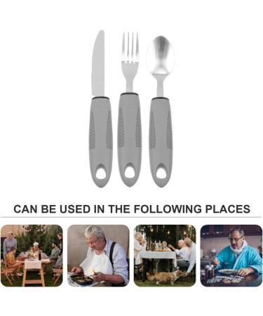 Adaptive Utensils Built up Fork Spoon Rocker Knife Easy Grip Silverware for Adults Elderly Weak Hand Patients Disabled Light Grey 3 Piece Set (Color : Light Grey) - Buy Online on SooperMarket.com
