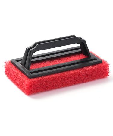 Scrub Sponge Brush with Handle Tub and Tile Cleaning Brush for Cleaning Bathroom Multiple Use Sponge Brush Scrubber Red