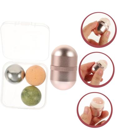 Volcanic Stone Ball Jade Facial Massager Set - Pink Jade Rollers & Skin Scraping Tools for Enhanced Beauty - Buy Online on SooperMarket.com