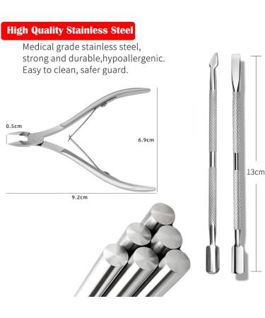 Stainless Steel Cuticle Cutter Set - Pusher, Nipper, Scissors & Scraper for Manicure & Pedicure - Buy Online on SooperMarket.com