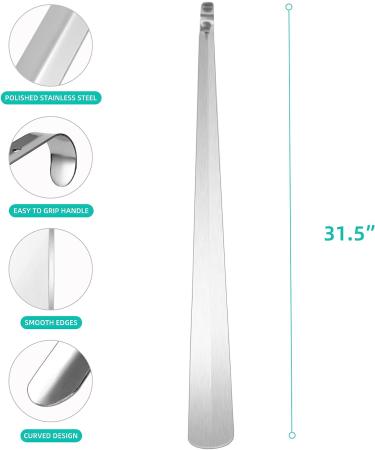 Long Handle Metal Shoe Horn - 31.5 for Seniors, Pregnant Women, and Back Pain Relief - Buy Online on SooperMarket.com
