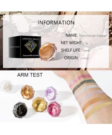 Reddhoon 6 Colors Diamond Liquid Glitter Eyeshadow Jelly Gel Shiny Eyeshadow Cream Waterproof Long Lasting Sparkling Glitter Liquid Eyeshadow Metallic Pigment - Buy Online on SooperMarket.com