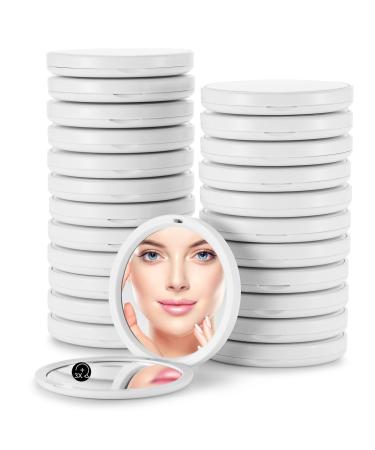 Getinbulk Compact Mirror Bulk  24 Pcs Small Pocket Makeup Round Mirror Double-Sided 1X/3X Magnifying PU Leather (White  2.7 inches) 24pcs-white