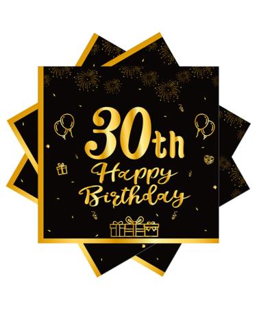 40 pieces black napkin birthday 30th birthday black gold paper party napkins 33 x 33cm paper napkins for man woman girl birthday party decoration black 30th
