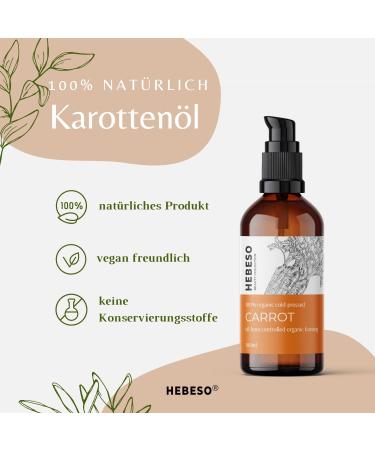 100% Organic Cold Pressed Carrot Oil - 100ml | Beautiful Tan & UV Protection | Restores Elasticity & Smoothness - Buy Online on SooperMarket.com