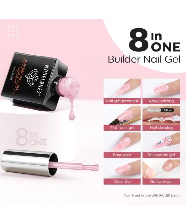 Modelones Nude Glitter Pink Builder Nail Gel - 8-in-1 Strengthener & Extension Gel - 15ML Bottle - Ideal Gift for Women - Buy Online on SooperMarket.com