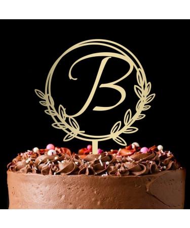 Vinisong Personalized Initial Letter B Golden Cake Topper - Rustic Wedding & Birthday Decoration - Buy Online on SooperMarket.com