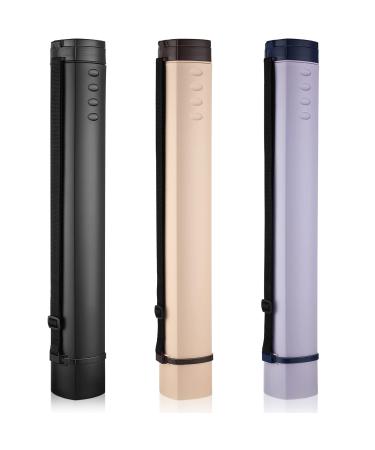 3 Pcs Extendable Poster Tubes Expand from 24.5'' to 40'' with Shoulder Strap Plastic Blueprint Holder Documents Telescoping Storage Tube for Art Drawings Drafting  Black  Beige  Violet
