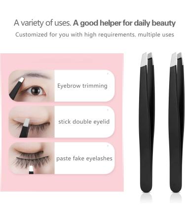 Derlaier Tweezers Set - High Precision Stainless Steel Eyebrow Tweezers for Facial Hair Removal, Ingrown Hair, and Splinter Removal - Buy Online on SooperMarket.com