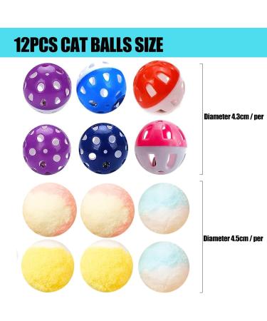 QIODAZOO 12PCS Cat Toy Balls 6 PCS Cat Bell Ball and 6 PCS Cat Soft Ball for Kitten Cat Interacitve Indoor Colorful Toy (Random Color) - Buy Online on SooperMarket.com