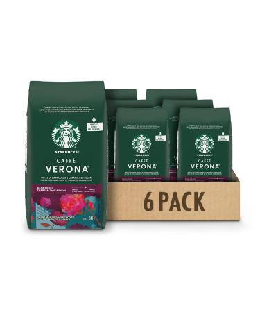 Starbucks Caff Verona Dark Roast Whole Bean Coffee 340g Bag (Pack of 6) Verona 340 g (Pack of 6)