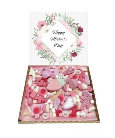 Pink Mothers Day Gift Present Pink Candy Pick N mix 300 g SweetBox Hamper Selection box Present With Pink Ribbon For Him or Her Show Someone You Care