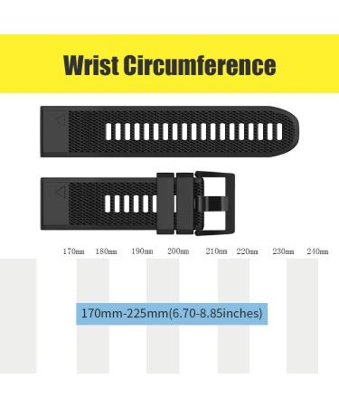 ANCOOL 22mm Soft Silicone Watch Band Replacement for Garmin Fenix 5/6/7 - Easy Fit, Black - Buy Online on SooperMarket.com