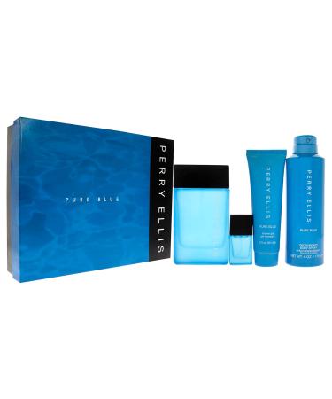 Perry Ellis Perry Ellis Pure Blue 3.4oz EDT Spray 3oz Shower Gel 6oz Deodorant Body Spray 7.5ml Travel EDT Spray Men 4 Pc Gift Set - Buy Online on SooperMarket.com