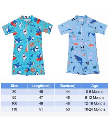 PythJooh Baby Boy Shark Print Rash Guard Swimsuit | Zipper One Piece Beach Swimwear | 12-18 Months - Buy Online on SooperMarket.com