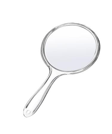 D Handheld Mirror with Handle  Hand Mirror Small Doule Sided Magnifying Mirror 1X 2X  Handle Makeup Mirror  Acrylic Handheld Mirror Rounded Shape  Transparent 1 PCS Clear