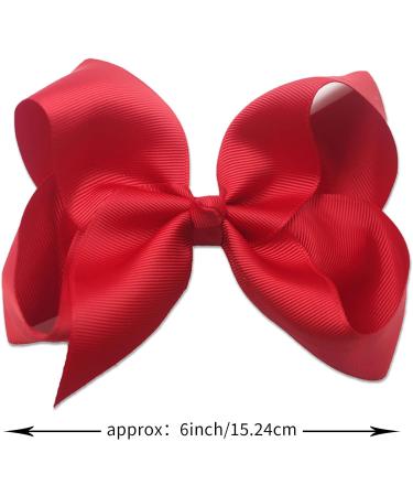 2 Pcs Red Ribbon Hair Bow Clips Barrettes - Hair Styling Accessories for Girls & Women - Perfect for Christmas, Wedding, Birthday, Valentine's Day - 6 Inch - Buy Online on SooperMarket.com