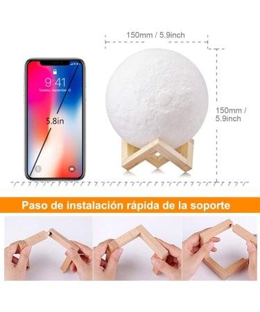 AGM 16-Color LED Moon Lamp with Remote & Touch Control - 3D Printed Night Light for Bedroom Caf & Dining Room | 15 cm | Dimmable Mood Light - Buy Online on SooperMarket.com
