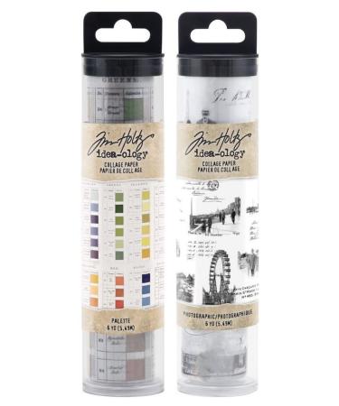 Bundle - Tim Holtz Idea-Ology Photographic Collage Paper th94319 and Palette Collage Paper th94312 Spring 2023 Release