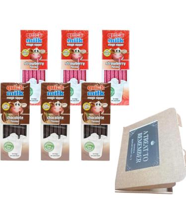 Dr Moo Quick Milk Straw Set - 78 Flavored Straws for Kids: 3X Chocolate (13 Pack) + 3X Strawberry (13 Pack)